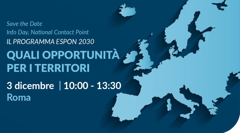 PROGRAMMA ESPON 2030: una giornata di informazione a Roma il 3 dicembre