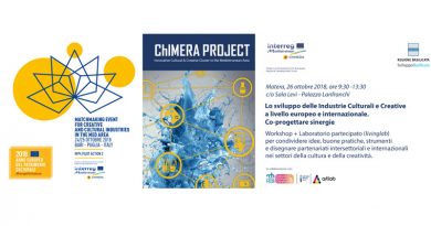 Industria culturale e creativa, a Matera e Bari serie di eventi per Progetto interregionale UE “ChiMERA” 24-26 ottobre 2018